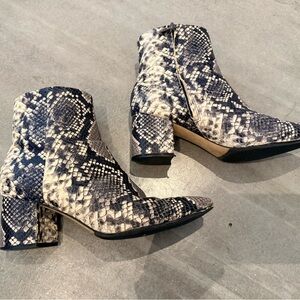 Marc Fisher Snakeskin Ankle Boots - Black and Cream